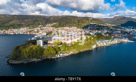 Bergen old town aerial view. Bergen, Norway. Stock Photo