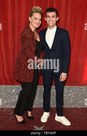 LONDON, UK. June 01, 2019: Tamara Wall & Luke Jerdy arriving for The British Soap Awards 2019 at the Lowry Theatre, Manchester. Picture: Steve Vas/Featureflash Stock Photo