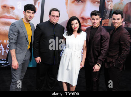 Los Angeles, California, USA 3rd June 2019 Singer Joe Jonas, father Paul Kevin Jonas Sr., mother Denise Miller Jonas, singer Nick Jonas and singer Kevin Jonas of The Jonas Brothers attend the World Premiere of Jonas Brothers Chasing Happiness on June 3, 2019 at Regency Bruin Theater in Los Angeles, California, USA. Photo by Barry King/Alamy Live News Stock Photo