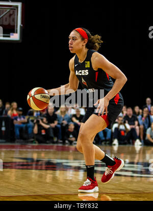 Los Angeles Sparks forward Dearica Hamby (5) grabs a rebound