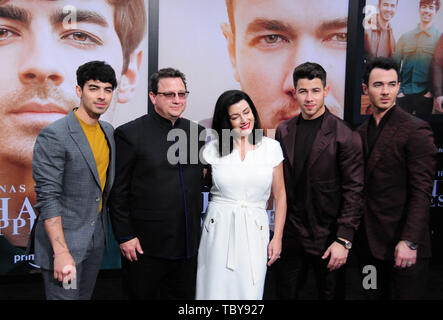 Los Angeles, California, USA 3rd June 2019 Singer Joe Jonas, father Paul Kevin Jonas Sr., mother Denise Miller Jonas, singer Nick Jonas and singer Kevin Jonas of The Jonas Brothers attend the World Premiere of Jonas Brothers Chasing Happiness on June 3, 2019 at Regency Bruin Theater in Los Angeles, California, USA. Photo by Barry King/Alamy Live News Stock Photo