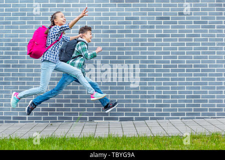 Teen boy and girl back to school Stock Photo