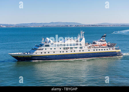 National Geographic Orion Sailing Past Lisbon Stock Photo