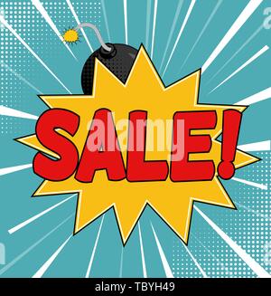 Sale Background with Speech Bubble in Pop Art Style. Vector Illustration Stock Vector
