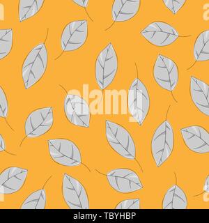 Seamless leafs pattern randomly distributed. Useful for backgrounds, decorations and ornament. Stock Vector