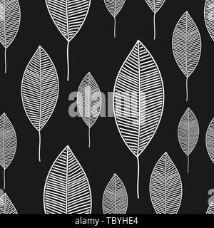 Seamless leafs pattern randomly distributed. Useful for backgrounds, decorations and ornament. Stock Vector