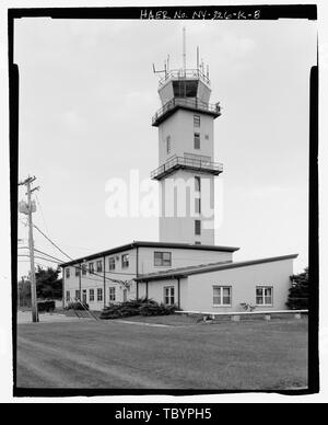 NORTH (SIDE) AND EAST (REAR) ELEVATIONS OF BUILDING. view TO SOUTH  Plattsburgh Air Force Base, Base Operations Building, Idaho at Alabama Avenue, Plattsburgh, Clinton County, NY Stock Photo