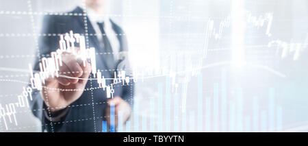 Forex trading, Financial market, Investment concept on business center background. Stock Photo