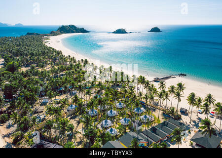 Aerial view of Nacpan beach on Palawan, Philippines Stock Photo
