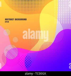 Abstract liquid or fluid creative templates with dynamic waves bright color background. Retro wavy geometric pattern colorful. Trendy gradient shapes  Stock Vector