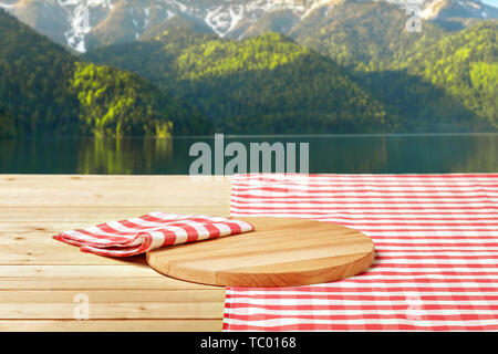 Empty perspective wood over lake Stock Photo