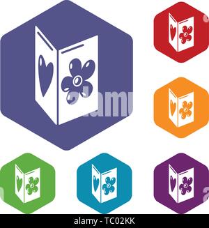 Postcard icons vector hexahedron Stock Vector