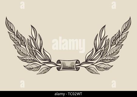 Hand drawn Laurel wreath vector Stock Vector