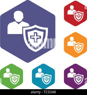 Patient protection icons vector hexahedron Stock Vector