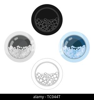 Washing mashine icon in cartoon,black design isolated on white background. Cleaning symbol stock vector illustration. Stock Vector