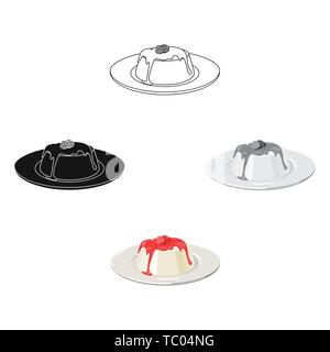 Panna cotta icon in cartoon,black style isolated on white background. Milk product and sweet symbol vector illustration. Stock Vector