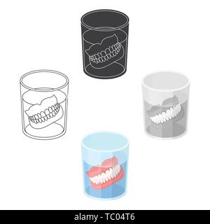 Dentures.Old age single icon in cartoon,black style vector symbol stock illustration . Stock Vector