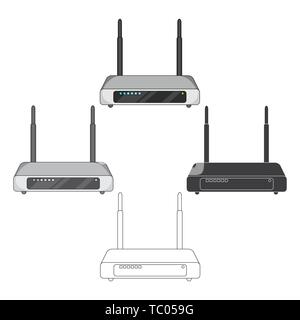 Router, single icon in cartoon,black style.Router vector symbol stock illustration . Stock Vector