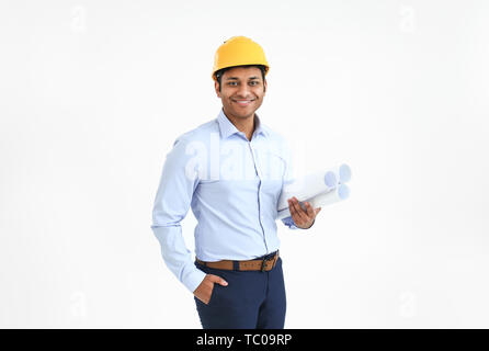 Handsome architect on white background Stock Photo