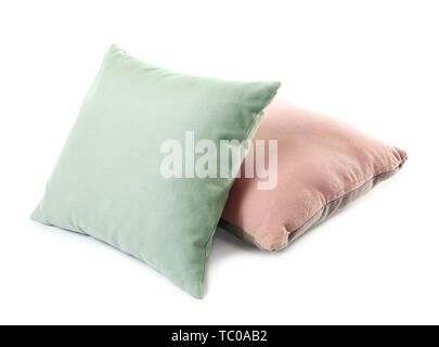 Soft pillows on white background Stock Photo