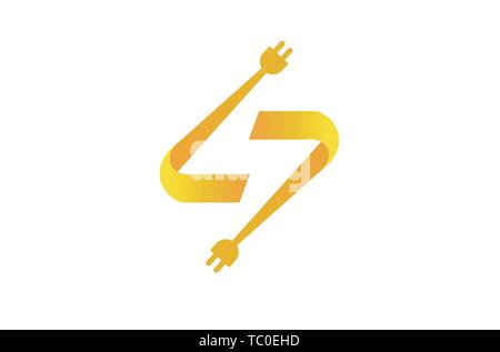 Flash Cables Thunder Symbol Logo Vector Design Illustration Stock Vector
