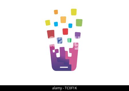 Mobile App Phone Pixel Logo Vector Design Illustration Stock Vector