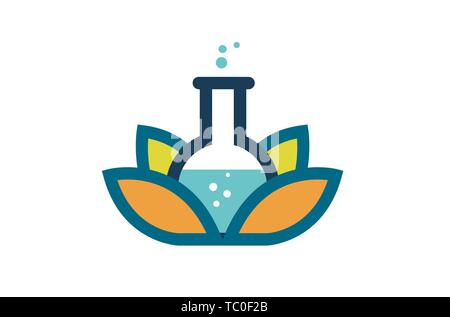 Herbal Leaves Laboratory Logo Design Illustration Stock Vector