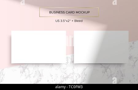 Business card Mockup. Top lighting shadows overlay Stock Vector