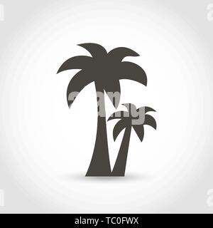 Vector palm tree black silhouette isolated on a white background Stock Vector