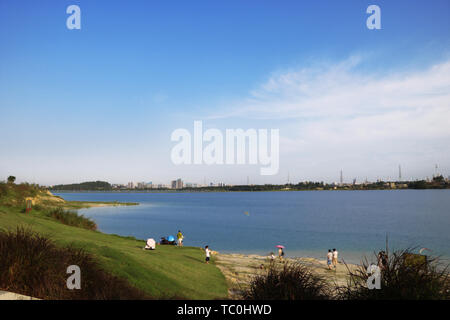 Maoming Open Mine Ecological Park Good Heart Lake Stock Photo