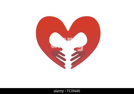 Heart Shape Hands Holding Logo Vector Symbol Design Illustration Stock Vector