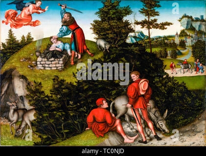 Lucas Cranach the Elder, The Sacrifice of Abraham, painting, 1530 Stock Photo