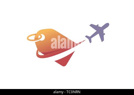 Airplane Travel Deal Label Unique Creative Air Logo Vector Symbol Design Illustration Stock Vector