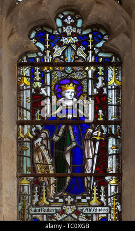 Stained glass window detail Saint Katherine, Aldeburgh church, Suffolk, England, UK  c 1929 A K Nicholson Stock Photo