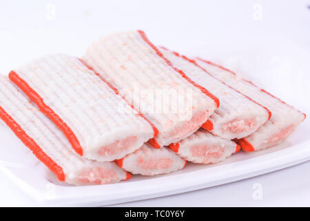 Fish rafts sandwich fish rafts fish meat color fish rafts surimi frozen fish balls food hot pot ingredients spicy hot food close-up Stock Photo