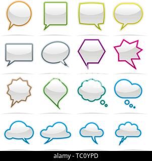 Vector illustration. Sixteen bubble speech icons with different shapes. Stock Vector