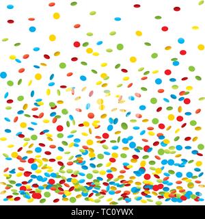 Vector illustration. Confetti falling background. Isolated and brilliant colors. Stock Vector