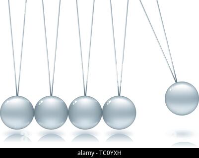 Vector illustration. Shiny and soft Newton cradle in movement. Stock Vector