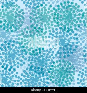Vector illustration. Dandelion seamless background in soft blue tones. Stock Vector