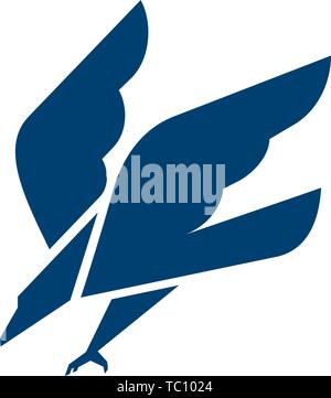 Vector illustration. Blue eagle icon isolated. Simple and geometric forms. Stock Vector