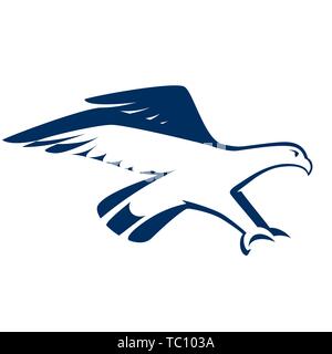 Vector illustration. Blue eagle icon isolated. Simple and geometric forms. Stock Vector