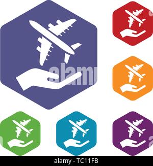 Air passenger protection icons vector hexahedron Stock Vector