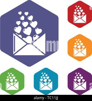 Heart letter icons vector hexahedron Stock Vector