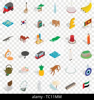 Monk icons set, isometric style Stock Vector