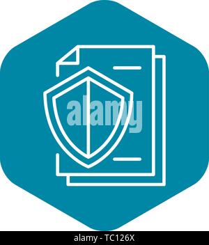 Secured paper icon, outline style Stock Vector