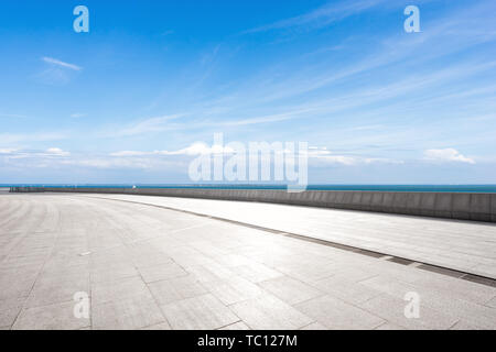 Empty floor with blue cloudsky Stock Photo