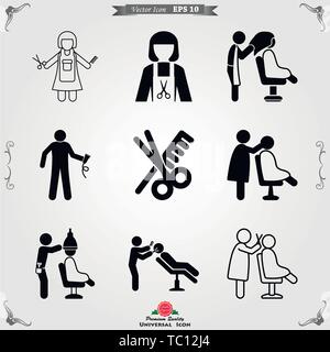 Hairdresser icon logo, vector sign symbol for design Stock Vector