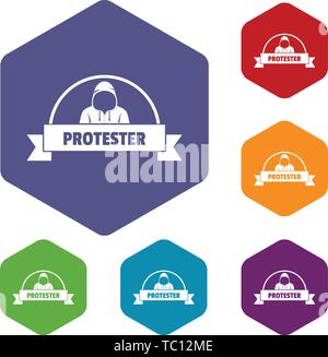 Protester human icons vector hexahedron Stock Vector