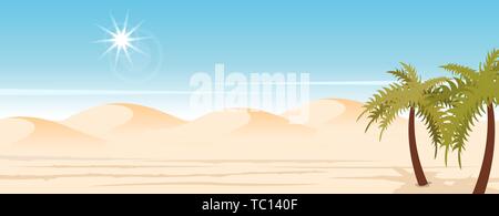 Desert landscape with palms Stock Vector
