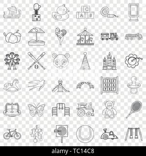 Swing icons set, outline style Stock Vector